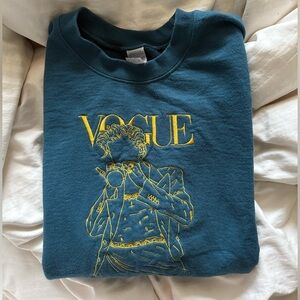 “VOGUE” Harry Styles embroidered gold crewneck!!!